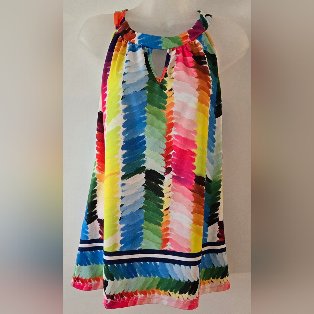 Mely Abstract Print Top Sz Medium Multicolor Tank Style Euc